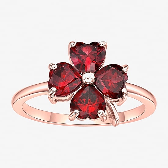 Womens Lab Created Red Ruby 18K Gold Over Silver Flower Cocktail Ring