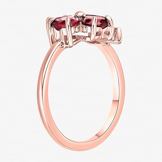 Womens Lab Created Red Ruby 18K Gold Over Silver Flower Cocktail Ring