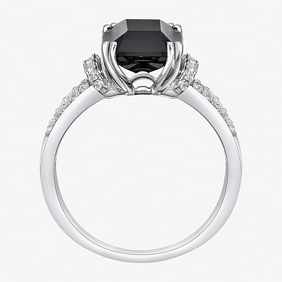 Womens Genuine Black Onyx Sterling Silver Cocktail Ring