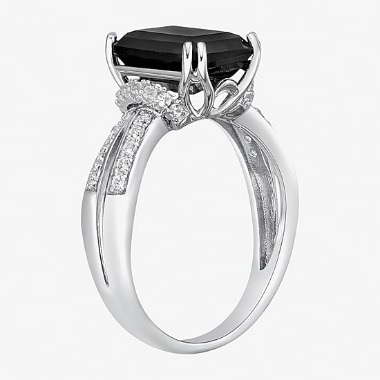 Womens Genuine Black Onyx Sterling Silver Cocktail Ring