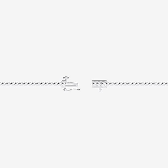 (F / Vs2) Womens White Diamond Sterling Silver 18 Inch Tennis Necklace