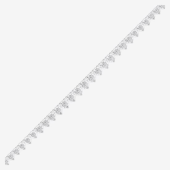 (F / Vs2) Womens White Diamond Sterling Silver 18 Inch Tennis Necklace
