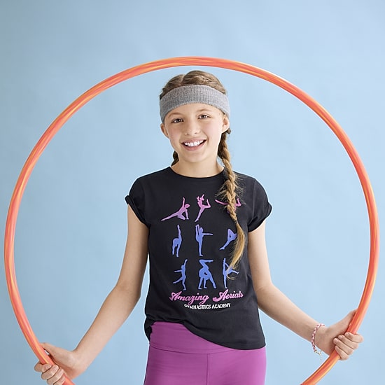 Xersion Little & Big Kid Girls Crew Neck Short Sleeve Regular Fit Graphic T-Shirt