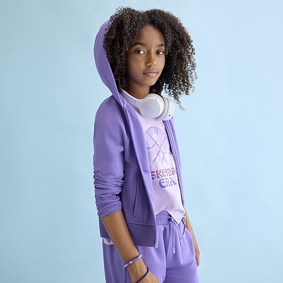 Xersion Super Soft Little & Big Kid Girls Long Sleeve Zipper Active Hoodie