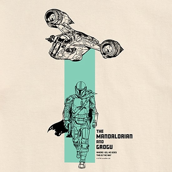 Novelty The Mandalorian And Grogu Razor Crest Ship Beam Mens Crew Neck Short Sleeve Regular Fit Baby Yoda Star Wars Graphic T-Shirt