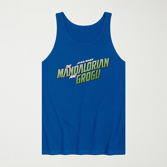 Novelty The Mandalorian And Grogu Logo Mens Crew Neck Sleeveless Regular Fit Baby Yoda Star Wars Graphic T-Shirt