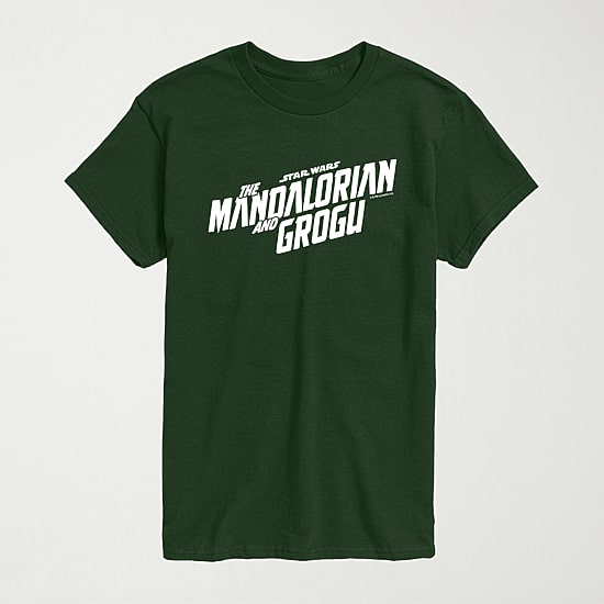 Novelty The Mandalorian And Grogu Movie Logo Mens Crew Neck Short Sleeve Regular Fit Baby Yoda Star Wars Graphic T-Shirt