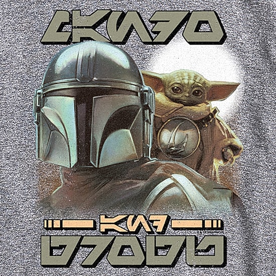 Novelty The Mandalorian And Grogu Aurebesh Alien Script Mens Crew Neck Short Sleeve Regular Fit Baby Yoda Star Wars Graphic T-Shirt