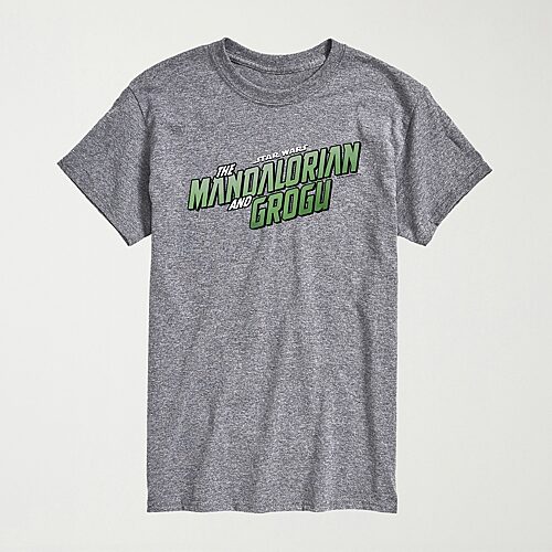 Novelty The Mandalorian And Grogu Logo Mens Crew Neck Short Sleeve Regular Fit Baby Yoda Star Wars Graphic T-Shirt, X-large, Gray