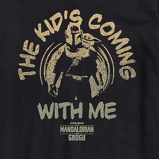 Novelty The Mandalorian And Grogu The Kids Coming With Me Mens Crew Neck Short Sleeve Regular Fit Baby Yoda Star Wars Graphic T-Shirt
