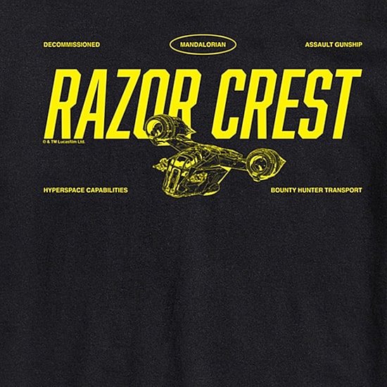 Novelty The Mandalorian And Grogu Razor Crest Mens Crew Neck Short Sleeve Regular Fit Baby Yoda Star Wars Graphic T-Shirt