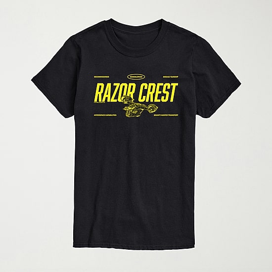 Novelty The Mandalorian And Grogu Razor Crest Mens Crew Neck Short Sleeve Regular Fit Baby Yoda Star Wars Graphic T-Shirt