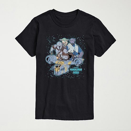 Novelty The Mandalorian And Grogu Collage Mens Crew Neck Short Sleeve Regular Fit Baby Yoda Star Wars Graphic T-Shirt