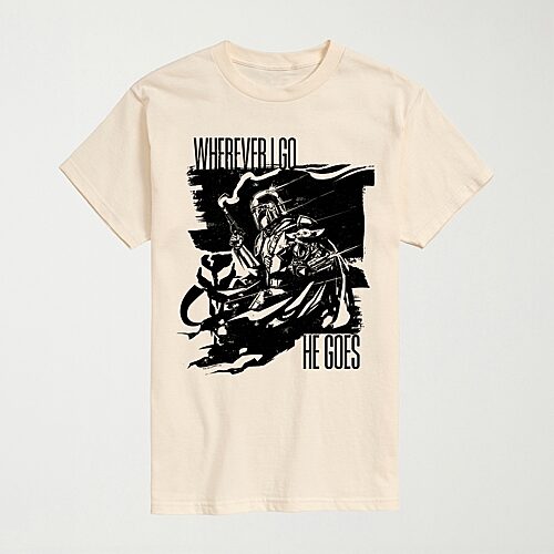 Novelty The Mandalorian And Grogu Mens Crew Neck Short Sleeve Regular Fit Baby Yoda Star Wars Big and Tall Graphic T-Shirt, X-large Tall, Beige