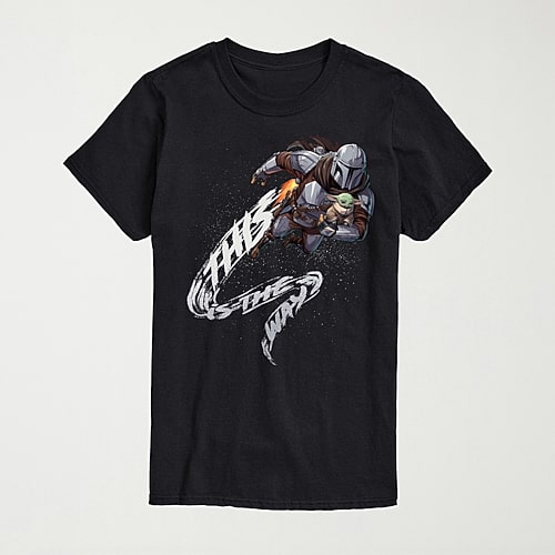 Novelty The Mandalorian This Is The Way Mens Crew Neck Short Sleeve Regular Fit Baby Yoda Star Wars Big and Tall Graphic T-Shirt, Large Tall, Black
