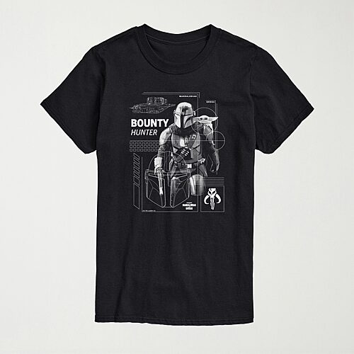 Novelty The Mandalorian And Grogu Bounty Hunter Mens Crew Neck Short Sleeve Regular Fit Baby Yoda Star Wars Big and Tall Graphic T-Shirt, X-large Tall