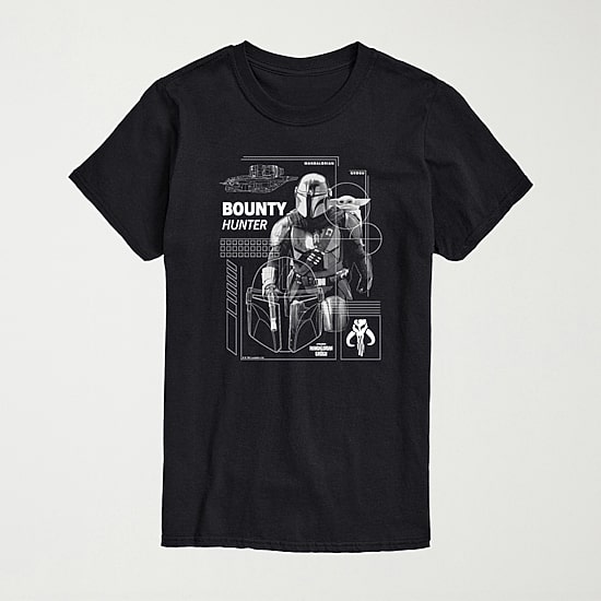 Novelty The Mandalorian And Grogu Bounty Hunter Mens Crew Neck Short Sleeve Regular Fit Baby Yoda Star Wars Big and Tall Graphic T-Shirt