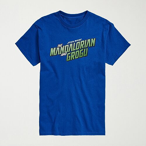 Novelty The Mandalorian And Grogu Mens Crew Neck Short Sleeve Regular Fit Baby Yoda Star Wars Big and Tall Graphic T-Shirt, X-large Tall, Blue