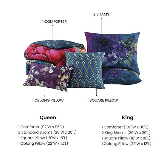 Bebejan Vibrant Flora 5-pc. Midweight REVERSIBLE Comforter Set