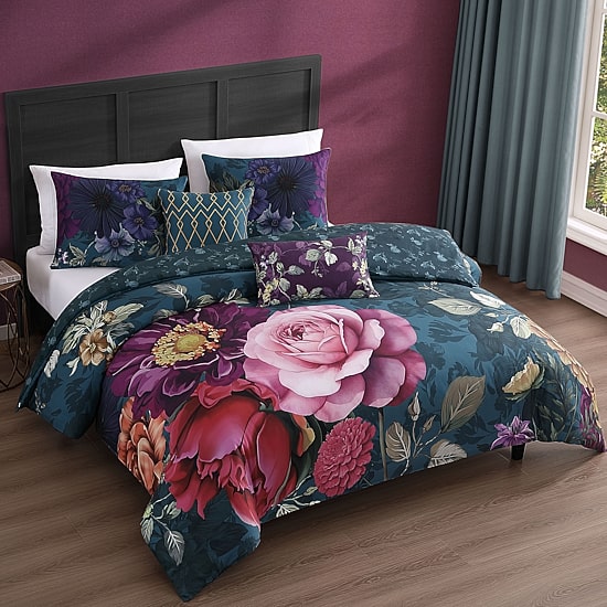 Bebejan Vibrant Flora 5-pc. Midweight REVERSIBLE Comforter Set
