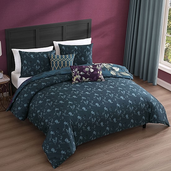 Bebejan Vibrant Flora 5-pc. Midweight REVERSIBLE Comforter Set