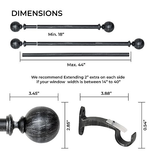 Deco Window Ball 1 IN Adjustable Curtain Rod