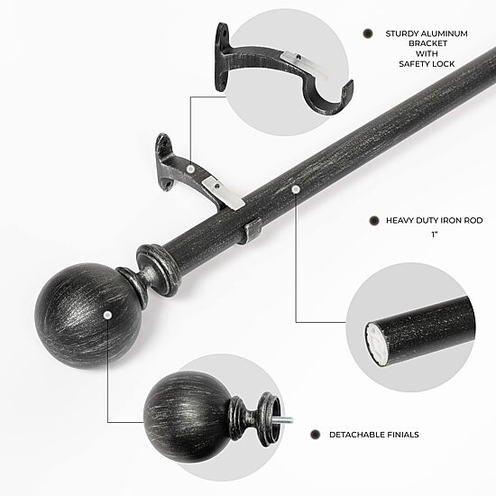 Deco Window Ball 1 IN Adjustable Curtain Rod