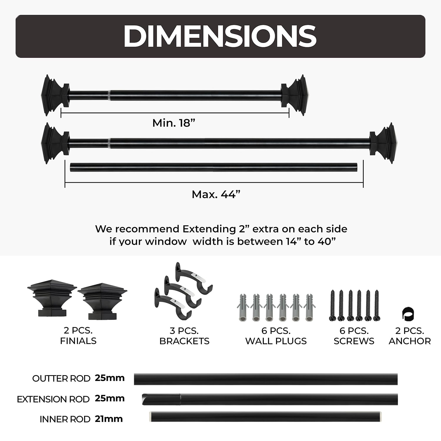 Deco Window 1 Adjustable Curtain Rod