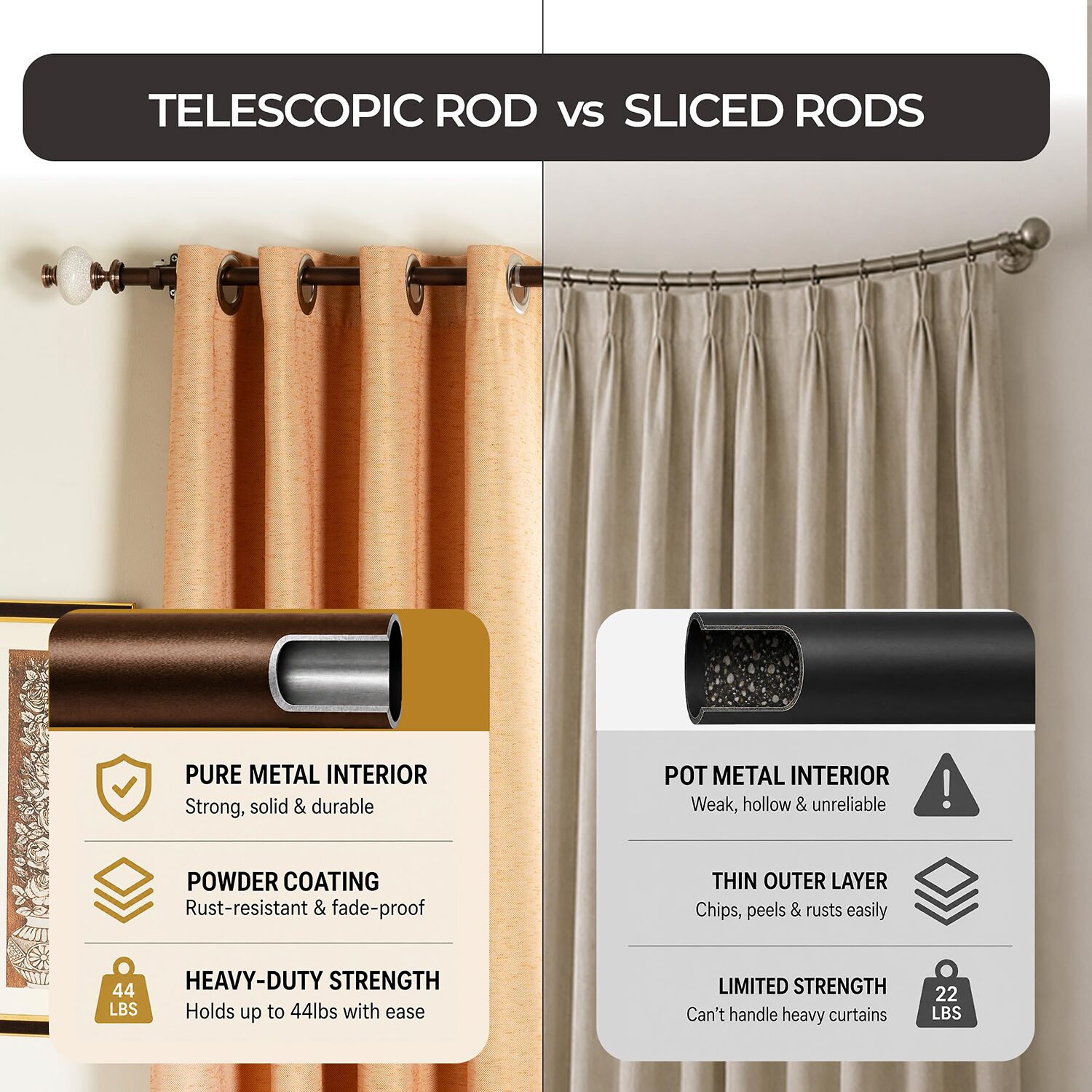 Deco Window Supreme Ceramic 1 Adjustable Curtain Rod