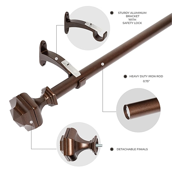Deco Window 1 IN Adjustable Curtain Rod