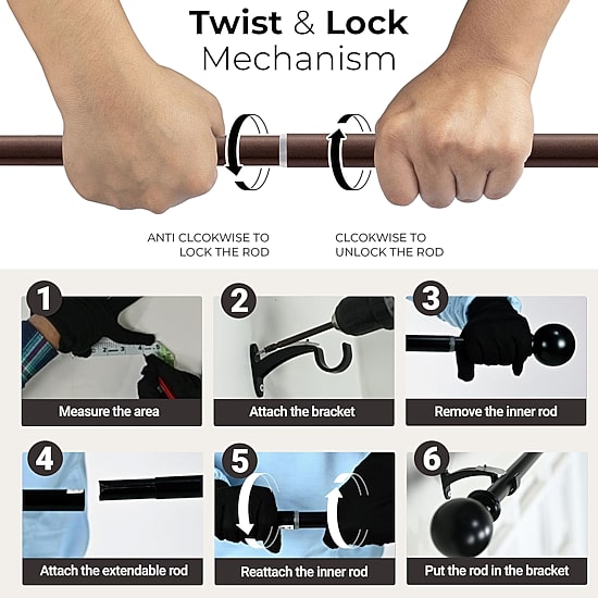 Deco Window 1 IN Adjustable Curtain Rod