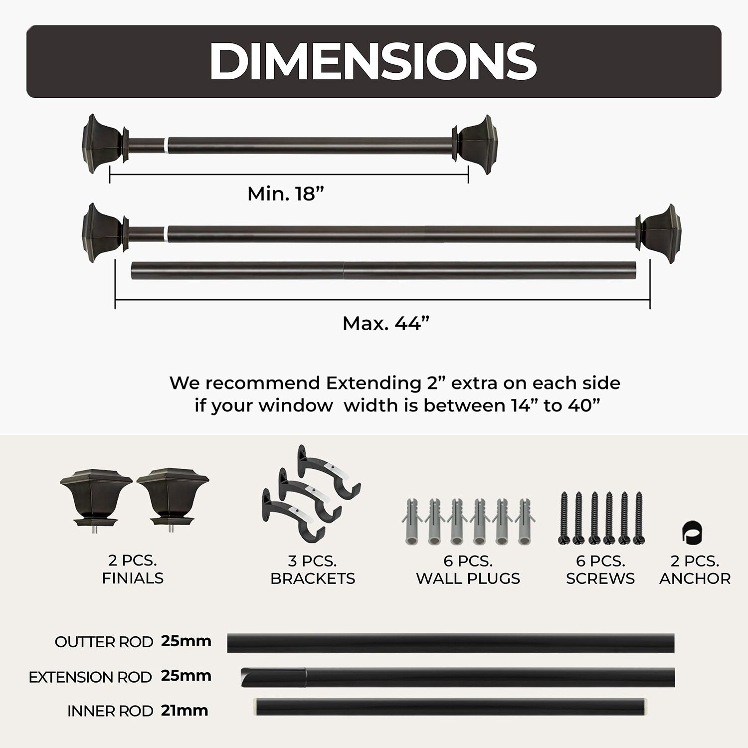 Deco Window Quattro 1 Adjustable Curtain Rod