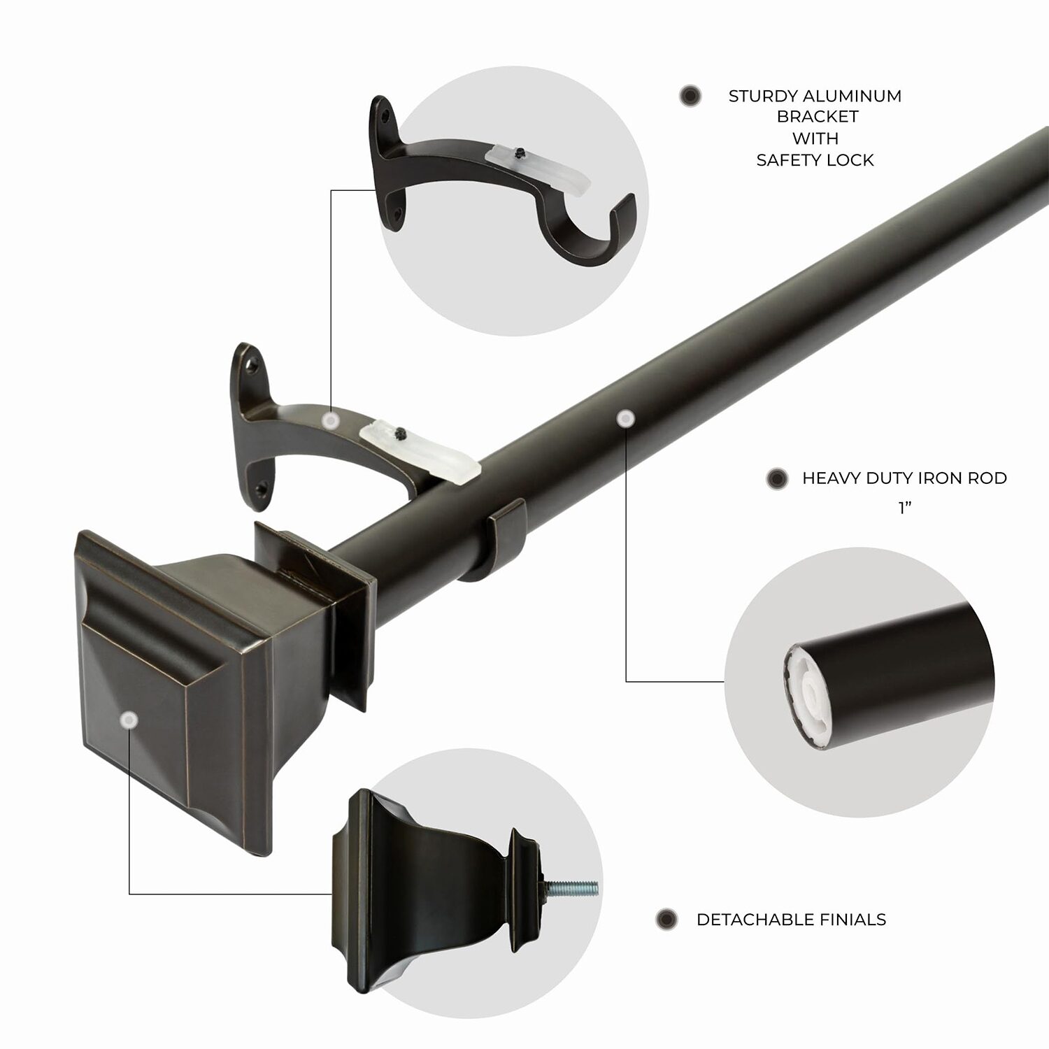 Deco Window Quattro 1 Adjustable Curtain Rod
