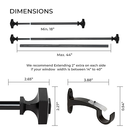 Deco Window Square 1 IN Adjustable Curtain Rod