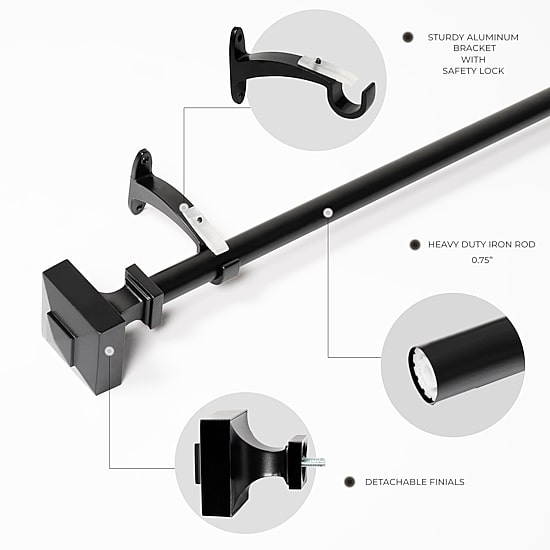 Deco Window Square 1 IN Adjustable Curtain Rod