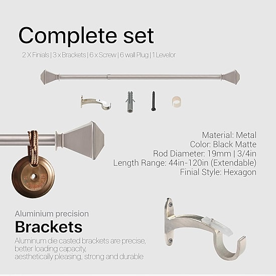 Deco Window 1 IN Adjustable Curtain Rod