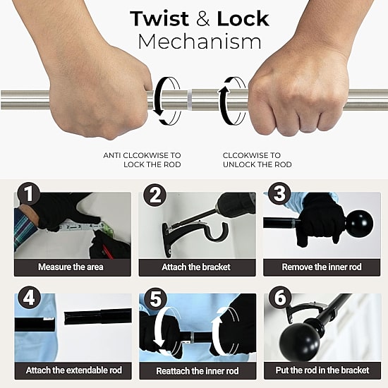 Deco Window 1 IN Adjustable Curtain Rod