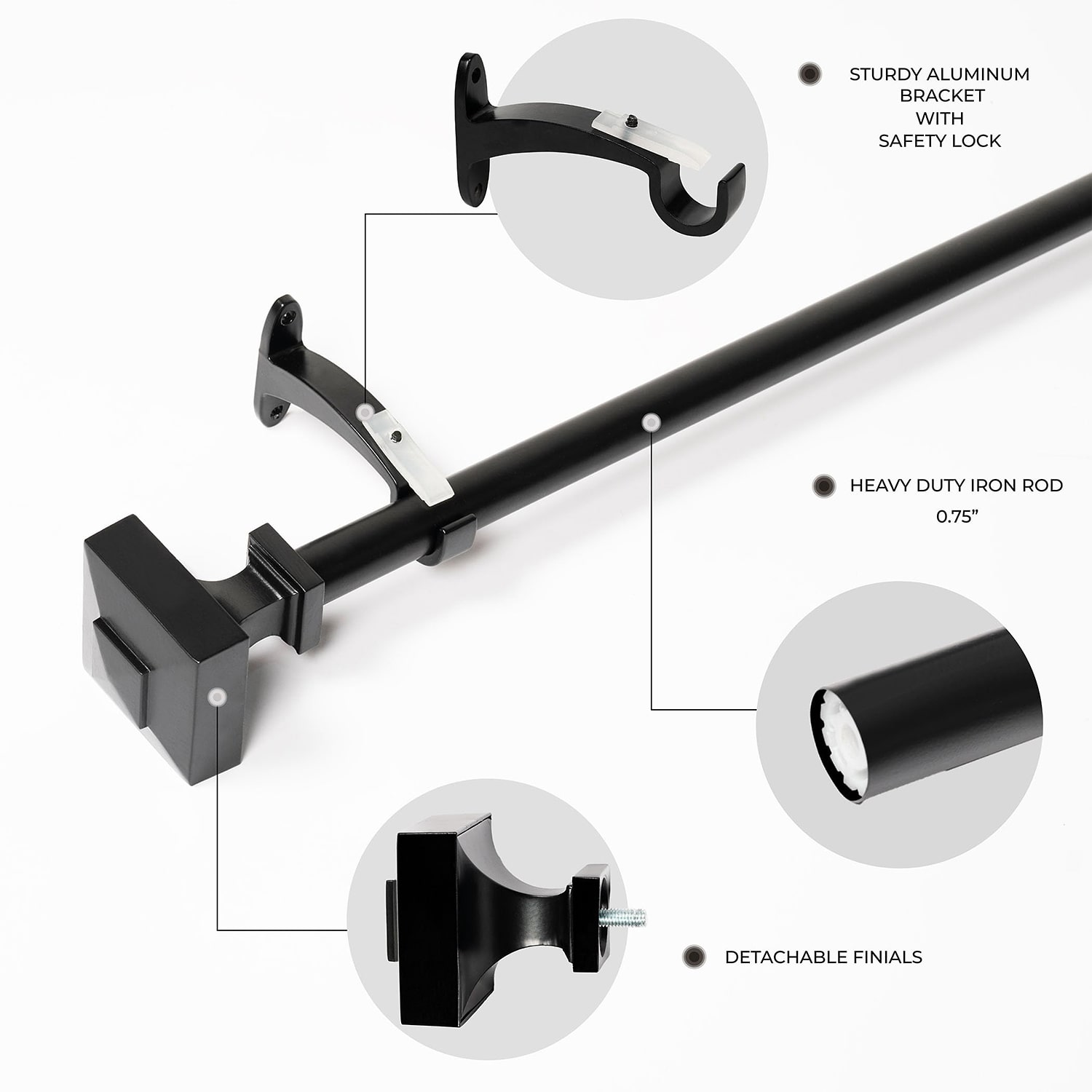 Deco Window Square 1 Adjustable Curtain Rod