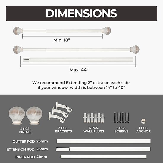 Deco Window 1 IN Adjustable Curtain Rod