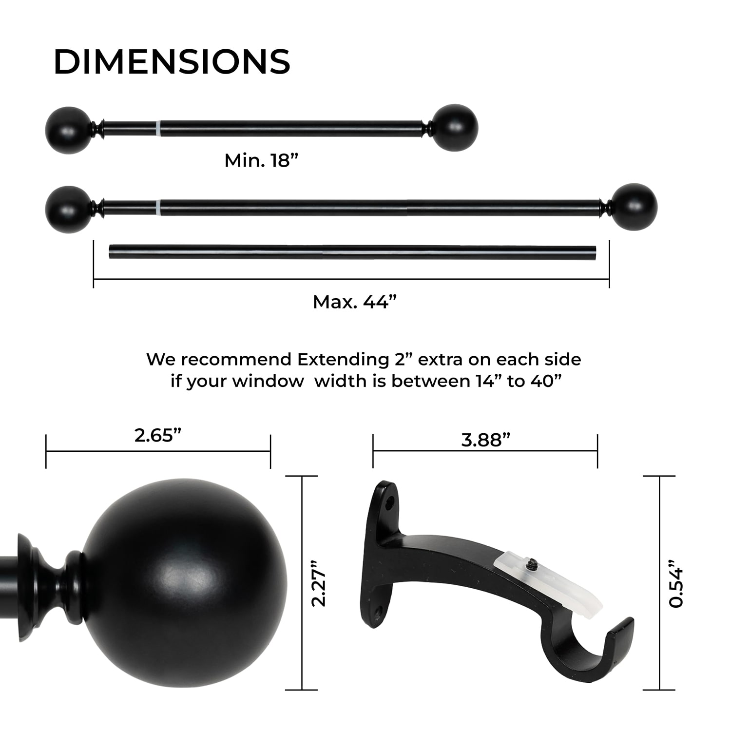 Deco Window 1 IN Adjustable Curtain Rod