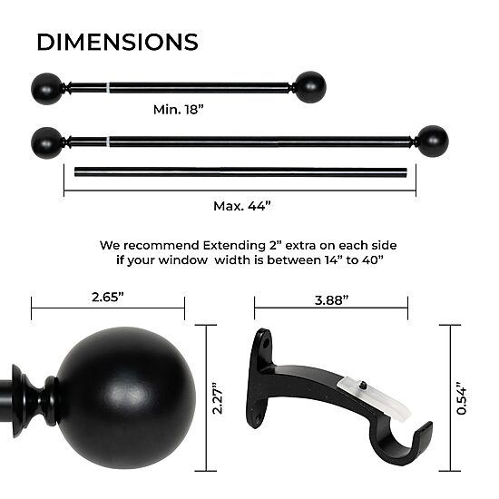 Deco Window Ball 1 IN Adjustable Curtain Rod