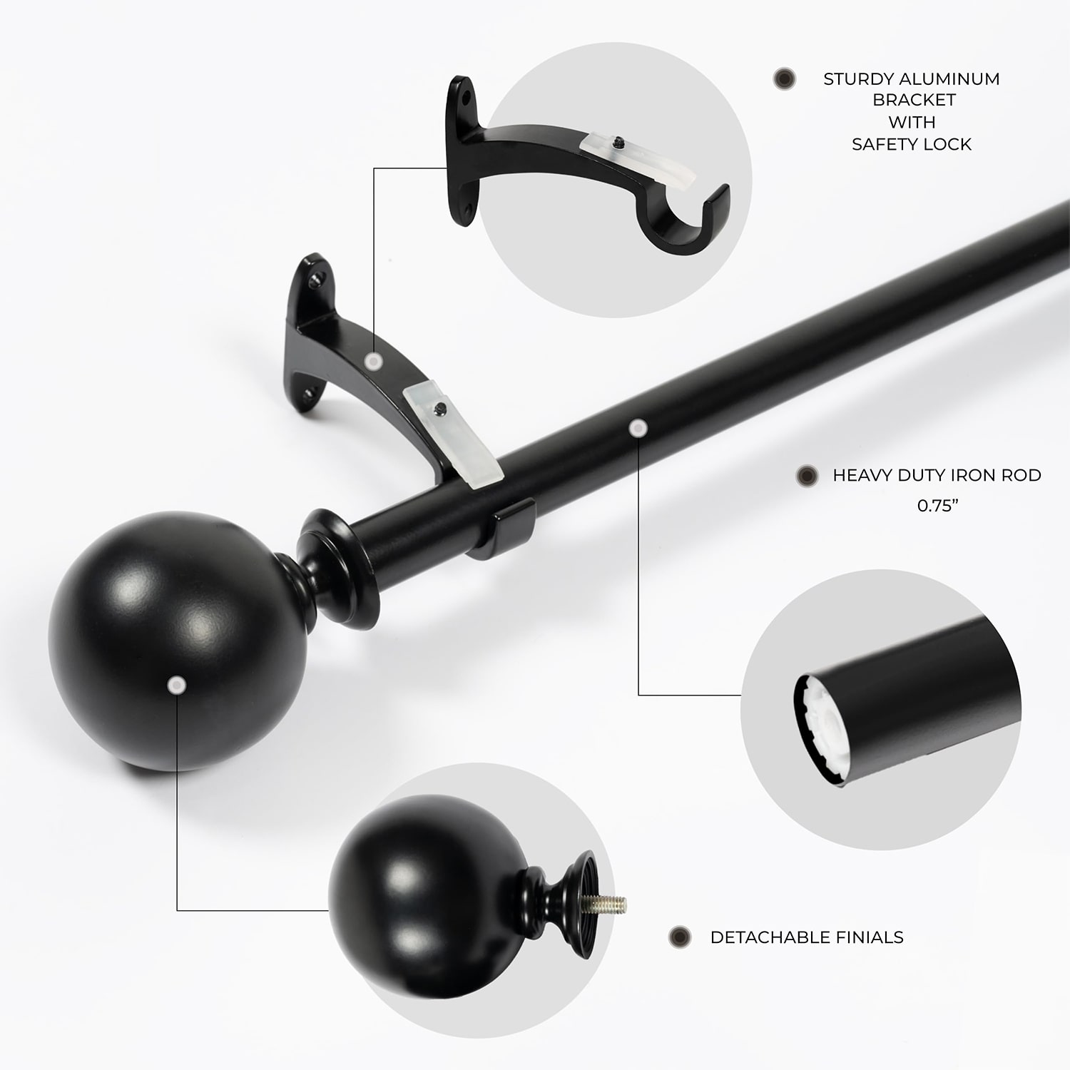 Deco Window 1 IN Adjustable Curtain Rod