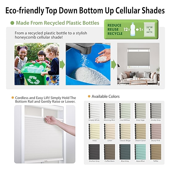 Eco Estates Custom Top Down Bottom Up 100% Blackout Cellular Shade