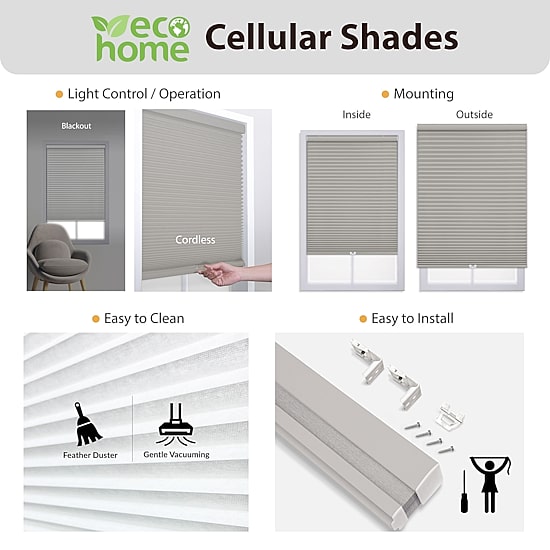 Eco Estates Custom Cordless 100% Blackout Cellular Shade