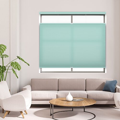 Eco Estates Custom Cordless Top Down Bottom Up Light-filtering Cellular Shade In Blue