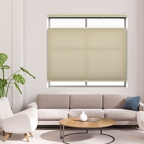 Eco Estates Custom Cordless Top Down Bottom Up Light-filtering Cellular Shade In Sand