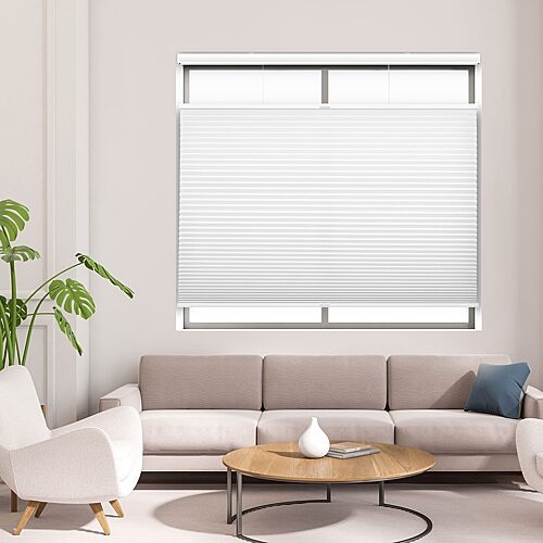 Eco Estates Custom Cordless Top Down Bottom Up Light-filtering Cellular Shade In White