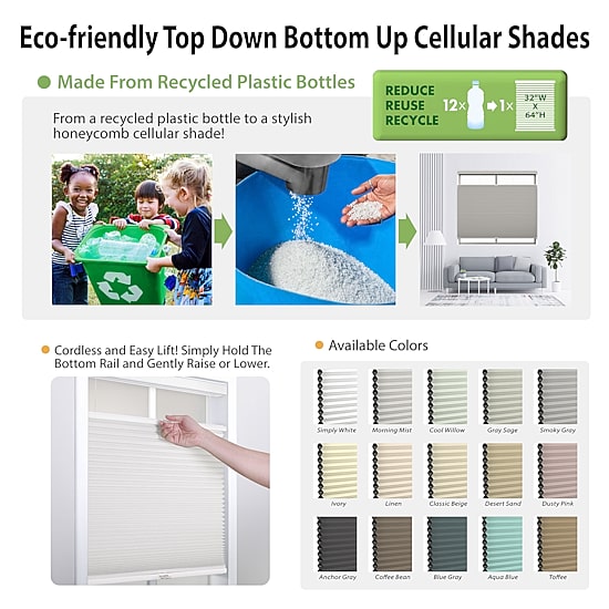 Eco Estates Custom Top Down Bottom Up 100% Blackout Cellular Shade