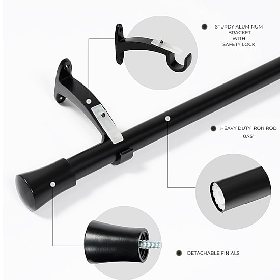 Deco Window Inverted Cone 1 IN Adjustable Curtain Rod