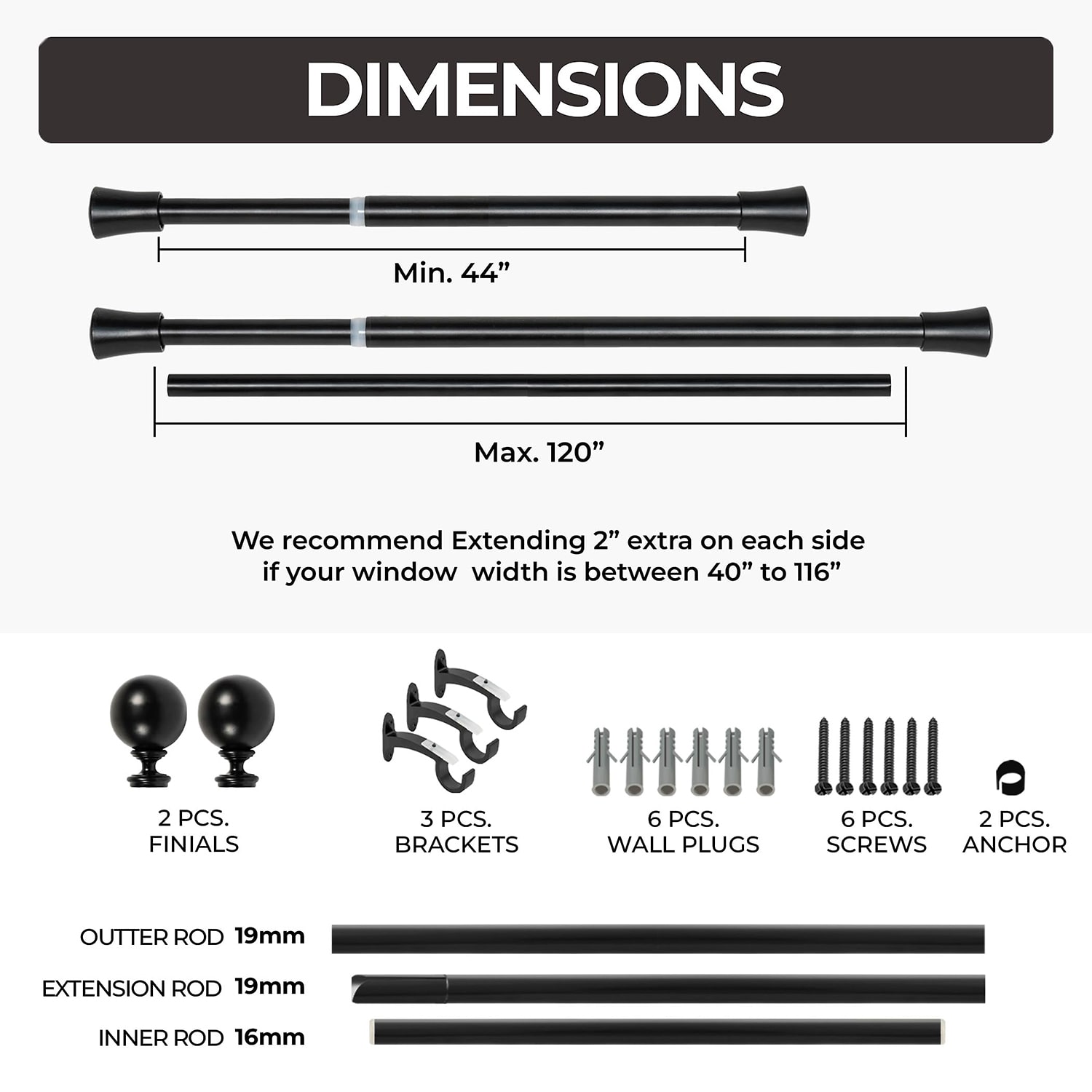 Deco Window 1 Adjustable Curtain Rod